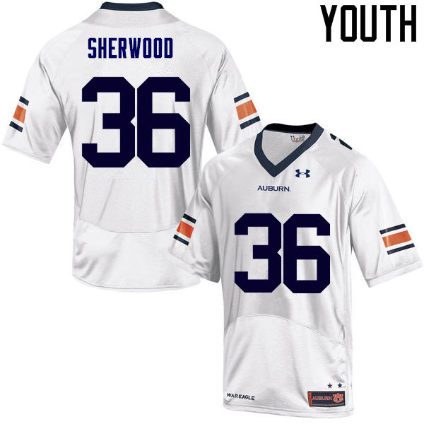 Youth Auburn Tigers #36 Michael Sherwood College Football Jerseys Sale-White - Click Image to Close